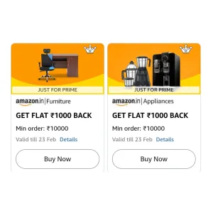 Flat ₹1000 Cashback on Appliances & Furniture Orders at ₹8999 | Amazon Deal Flat ₹1000 Cashback on Appliances & Furniture Orders at ₹8999 | Amazon Deal