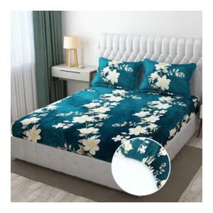 Apni Dukan Woolen King Fitted Bedsheet 350 TC Printed – Green Apni Dukan Woolen King Fitted Bedsheet 350 TC Printed – Green