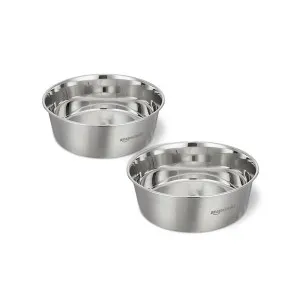 Amazon Basics Heavy Dog Bowl Large Stainless Steel 2-Pack Amazon Basics Heavy Dog Bowl Large Stainless Steel 2-Pack