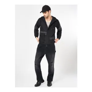 SF JEANS Men Hooded Typography Printed Casual Bomber Jacket SF JEANS Men Hooded Typography Printed Casual Bomber Jacket