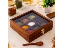 THEHEARTWILL Sheesham Wood Spice Box with 2 Spoons – 9 Compartments Masala Box – Rs. 485 THEHEARTWILL Sheesham Wood Spice Box with 2 Spoons – 9 Compartments Masala Box – Rs. 485