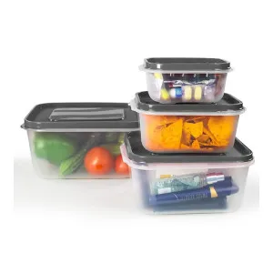 Pearlpet Food Storage Container Set of 4 – Black Pearlpet Food Storage Container Set of 4 – Black