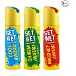 SET WET Deodorant Spray Perfume Cool, Charm & Mischief Avatar for Men, 150ml (Pack of 3) at Rs. 268 SET WET Deodorant Spray Perfume Cool, Charm & Mischief Avatar for Men, 150ml (Pack of 3) at Rs. 268