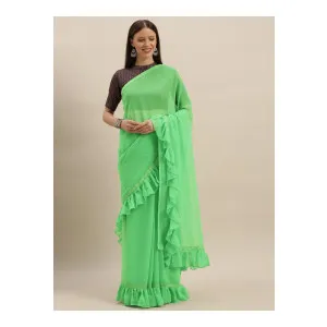 KALINI Ruffled Poly Georgette Saree at ₹284 | Myntra Deal KALINI Ruffled Poly Georgette Saree at ₹284 | Myntra Deal