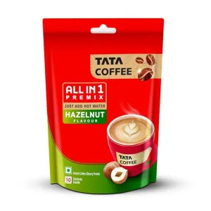 Tata Coffee Hazelnut Premix – Rich Aroma Instant Coffee Sachets 160g (Min 2) Tata Coffee Hazelnut Premix – Rich Aroma Instant Coffee Sachets 160g (Min 2)