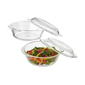 Solimo Glass Casserole Serving Bowl Set – Microwave & Oven Safe Solimo Glass Casserole Serving Bowl Set – Microwave & Oven Safe