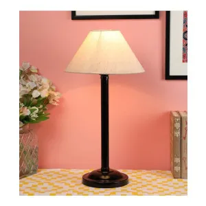 Off White Cotton Shade Black Metal Table Lamp for Bedroom Living Room Off White Cotton Shade Black Metal Table Lamp for Bedroom Living Room