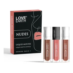 LOVE EARTH Liquid Mousse Lipstick Nudes Matte Finish Mini Pack of 3 at ₹224 | Flipkart Deal LOVE EARTH Liquid Mousse Lipstick Nudes Matte Finish Mini Pack of 3 at ₹224 | Flipkart Deal