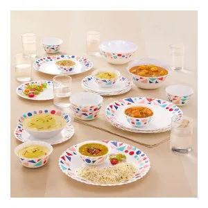 Larah By Borosil Speckle Silk 35-Piece Opalware Dinner Set Larah By Borosil Speckle Silk 35-Piece Opalware Dinner Set