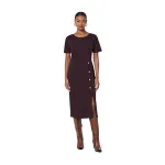 Wine Round Neck Front Button Detail Midi Dress at ₹315 | Amazon Deal Wine Round Neck Front Button Detail Midi Dress at ₹315 | Amazon Deal