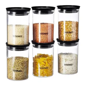 Solimo Plastic Storage Jar Container Set – Air Tight BPA Free – 900 ml 6-Piece Set Solimo Plastic Storage Jar Container Set – Air Tight BPA Free – 900 ml 6-Piece Set