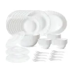 Larah by Borosil Plain White Silk Series Opalware Dinner Set 47 Pieces for Family of 8 at ₹1781 | Amazon Deal Larah by Borosil Plain White Silk Series Opalware Dinner Set 47 Pieces for Family of 8 at ₹1781 | Amazon Deal