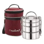 neelam Stainless Steel 3-Tier Lunch Box/Tiffin with Bag, 1100 ml, Hot & Cold Leak-Proof at ₹358 | Amazon Deal neelam Stainless Steel 3-Tier Lunch Box/Tiffin with Bag, 1100 ml, Hot & Cold Leak-Proof at ₹358 | Amazon Deal
