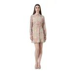 Floral Printed Shirt Dress Collar Tiered Chiffon Fit & Flare Floral Printed Shirt Dress Collar Tiered Chiffon Fit & Flare