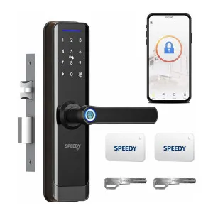 SPEEDY Alloy Steel WiFi Smart Door Lock – Biometric, 5-in-1 Access SPEEDY Alloy Steel WiFi Smart Door Lock – Biometric, 5-in-1 Access