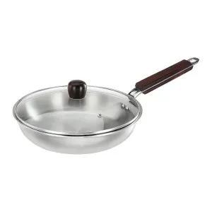Solimo Tri-ply Frying Pan 24cm with Lid & Wooden Handle Solimo Tri-ply Frying Pan 24cm with Lid & Wooden Handle