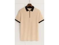 Conway Self Design Men Zip Neck Beige T-Shirt at Rs. 270 Conway Self Design Men Zip Neck Beige T-Shirt at Rs. 270