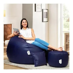 Solimo Premium Faux Leather Bean Bag Combo with Footrest & Cushion (2XL) at ₹1149 | Amazon Deal Solimo Premium Faux Leather Bean Bag Combo with Footrest & Cushion (2XL) at ₹1149 | Amazon Deal