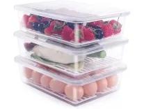 Fridge Storage Boxes Organizer with Drain Plate Rs. 147 Fridge Storage Boxes Organizer with Drain Plate Rs. 147