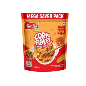 Kwality Corn Flakes Almond & Honey 1kg – 99% Fat-Free Healthy Breakfast Cereal Kwality Corn Flakes Almond & Honey 1kg – 99% Fat-Free Healthy Breakfast Cereal