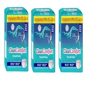 Clean Comfort Period Panties 3 Packs L-XL (Pack of 15) at Rs. 275 Clean Comfort Period Panties 3 Packs L-XL (Pack of 15) at Rs. 275