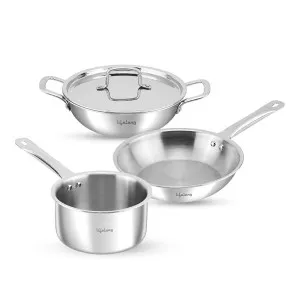 Lifelong Triply Kadai, Frypan & Saucepan Set at ₹1849 | Amazon Deal Lifelong Triply Kadai, Frypan & Saucepan Set at ₹1849 | Amazon Deal