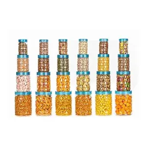 Tosaa Plastic Pet Storage Jar Container Set of 24 Blue Tosaa Plastic Pet Storage Jar Container Set of 24 Blue