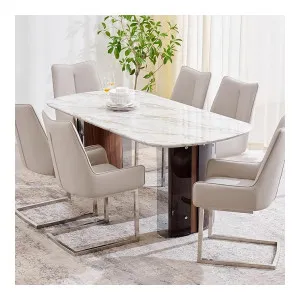 Home Centre Trinity Faux Marble 6-Seater Dining Set with Chairs – Beige Home Centre Trinity Faux Marble 6-Seater Dining Set with Chairs – Beige