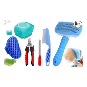 5-in-1 Pet Grooming Kit for Dogs & Cats with Self Cleaning Brush, Cat Comb & Nail Clipper at ₹319 | Amazon Deal 5-in-1 Pet Grooming Kit for Dogs & Cats with Self Cleaning Brush, Cat Comb & Nail Clipper at ₹319 | Amazon Deal