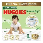 Huggies Natural Soft Premium Baby Diaper Pants, Large (L), Sumo Pack of 150 at ₹1999 | Amazon Deal Huggies Natural Soft Premium Baby Diaper Pants, Large (L), Sumo Pack of 150 at ₹1999 | Amazon Deal