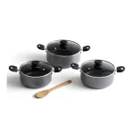 Biryani Pot Set of 3 with Glass Lid – Non-Stick Induction Base Biryani Pot Set of 3 with Glass Lid – Non-Stick Induction Base
