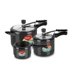 Pigeon by Stovekraft Aluminium Hard Anodized Induction Base Pressure Cooker Combo (2,3,5L) at ₹2629 | Amazon Deal Pigeon by Stovekraft Aluminium Hard Anodized Induction Base Pressure Cooker Combo (2,3,5L) at ₹2629 | Amazon Deal