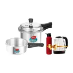Pigeon Aluminium Pressure Cooker Combo (2L & 3L) with 1.5L Hot Kettle & Water Bottle Combo at ₹1498 | Amazon Deal Pigeon Aluminium Pressure Cooker Combo (2L & 3L) with 1.5L Hot Kettle & Water Bottle Combo at ₹1498 | Amazon Deal