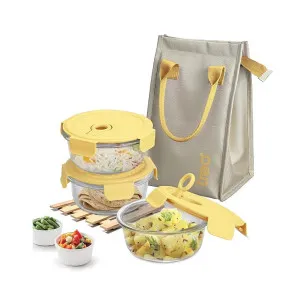Treo by Milton Lumino Fresh Glass Lunch Box Set (Set of 3) with Bag at ₹699 | Amazon Deal Treo by Milton Lumino Fresh Glass Lunch Box Set (Set of 3) with Bag at ₹699 | Amazon Deal