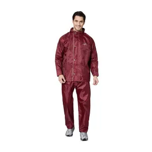 CLOWNFISH Waterproof Rain Coat for Men with Pants – Polyester Reversible Double Layer Rain Suit (Maroon, X-Large) CLOWNFISH Waterproof Rain Coat for Men with Pants – Polyester Reversible Double Layer Rain Suit (Maroon, X-Large)