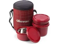 Oliveware Infinite Lunch Box with 3 Steel Containers at Rs. 399 Oliveware Infinite Lunch Box with 3 Steel Containers at Rs. 399