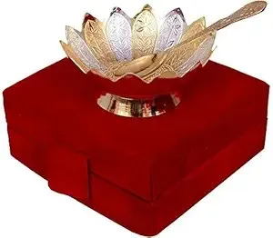 Lotus Bowl with Spoon Gold Plated Aluminium Rs 199 Lotus Bowl with Spoon Gold Plated Aluminium Rs 199
