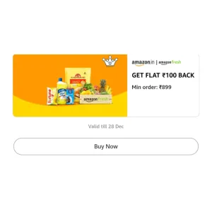 ₹100 Cashback on ₹899+ Order: Amazon Fresh Offer ₹100 Cashback on ₹899+ Order: Amazon Fresh Offer