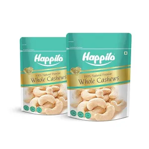 Happilo Natural Cashews 400g (Pack of 2) – Unsalted, Crunchy & Nutritious Happilo Natural Cashews 400g (Pack of 2) – Unsalted, Crunchy & Nutritious