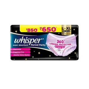 Whisper Super Absorbent Period Panty (12 L-XL, Heavy Flow) at ₹355 | Amazon Deal Whisper Super Absorbent Period Panty (12 L-XL, Heavy Flow) at ₹355 | Amazon Deal