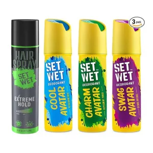 Set Wet Deodorant Spray Perfume (Pack of 3) & Hair Spray at ₹358 | Amazon Deal Set Wet Deodorant Spray Perfume (Pack of 3) & Hair Spray at ₹358 | Amazon Deal