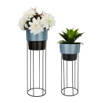 Solimo Metal Planters with Stand – Grey & Black (Set of 2) Solimo Metal Planters with Stand – Grey & Black (Set of 2)