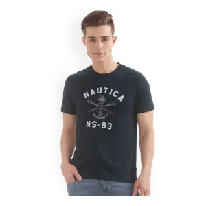 Nautica Men’s Printed Round Neck Cotton Blue T-Shirt Deal Nautica Men’s Printed Round Neck Cotton Blue T-Shirt Deal