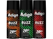 Adigo Buzz Wild Deodorant 165ml Pack of 3 at Rs 206 Adigo Buzz Wild Deodorant 165ml Pack of 3 at Rs 206