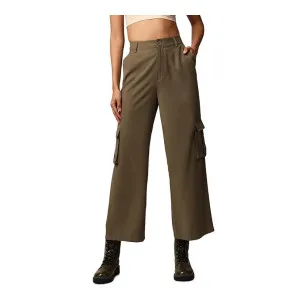 Womens High Waist Straight-Fit Cargo Trousers Front Scoop Flap Pockets Wide Leg Cargo Pants Womens High Waist Straight-Fit Cargo Trousers Front Scoop Flap Pockets Wide Leg Cargo Pants