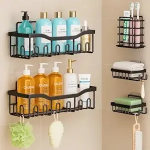 5-in-1 Adhesive Bathroom Organizer Shelf Rs. 722 5-in-1 Adhesive Bathroom Organizer Shelf Rs. 722