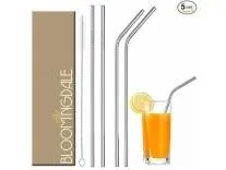 Bloomingdale Straw Reusable Stainless Steel Straws Set of 5 with Cleaning Brush – Rs. 59 Bloomingdale Straw Reusable Stainless Steel Straws Set of 5 with Cleaning Brush – Rs. 59