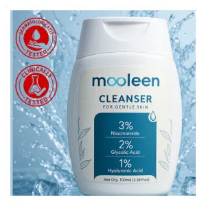 Mooleen Cleanser with 3% Niacinamide, Glycolic & Hyaluronic Acid – Brightens & Unclogs Pores Mooleen Cleanser with 3% Niacinamide, Glycolic & Hyaluronic Acid – Brightens & Unclogs Pores