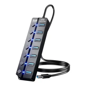 BERLAT USB 3.0 7-Port Data Hub with Individual LED On/Off Switches at ₹259 | Amazon Deal BERLAT USB 3.0 7-Port Data Hub with Individual LED On/Off Switches at ₹259 | Amazon Deal