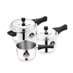 Bergner Sorrento Stainless Steel Pressure Cooker Set (5L, 2L, 3L) with Triply Induction Base at ₹3499 | Amazon Deal Bergner Sorrento Stainless Steel Pressure Cooker Set (5L, 2L, 3L) with Triply Induction Base at ₹3499 | Amazon Deal